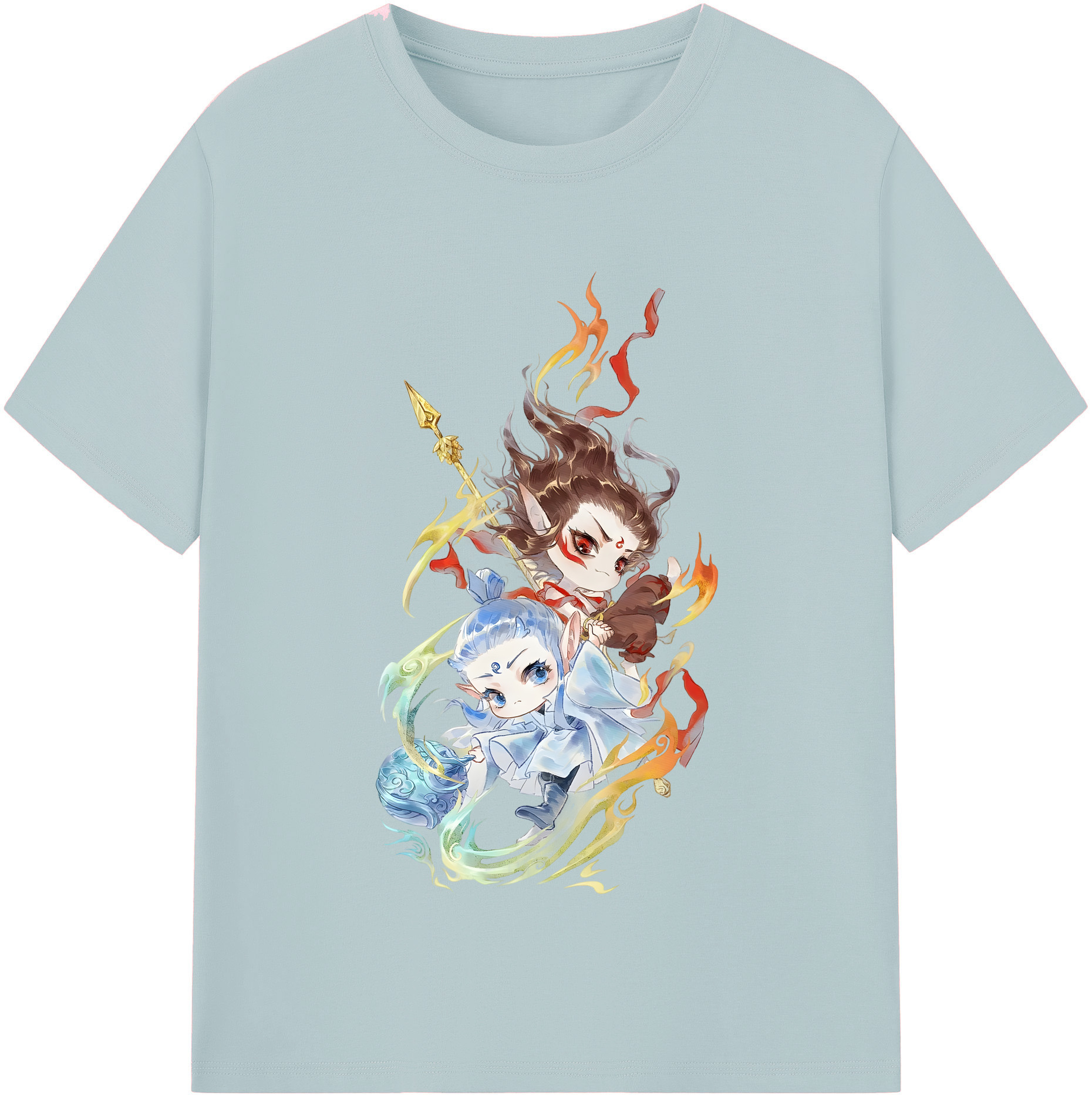 （画像用） Ne Zha 2 ナタ 魔童の大暴れ 綿100％半袖Tシャツ（フロントプリント）